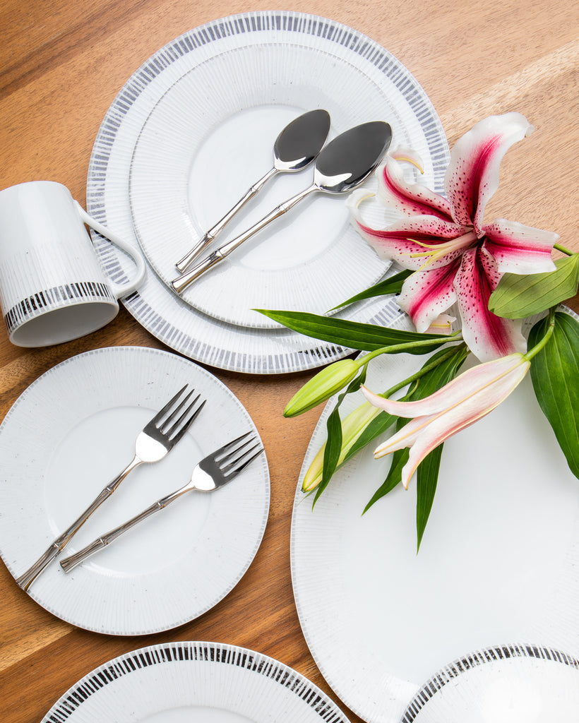 Bamboo Mirrored 18/10 Stainless Steel 5 Piece Flatware Set, Service for 1 Ricci Argentieri 18/10 Stainless Steel, 5, 5 Piece Flatware Set, Bamboo, Flatware Set, Mirrored, Mirrored Flatware Set, Mirrored Stainless, Ricci Bamboo, Ricci Flatware, Ricci Flatware Pattern, Service For 1, Silverware, Stainless, Stainless Steel, Stainless Steel Cutlery, Stainless Steel Flatware, Utensils