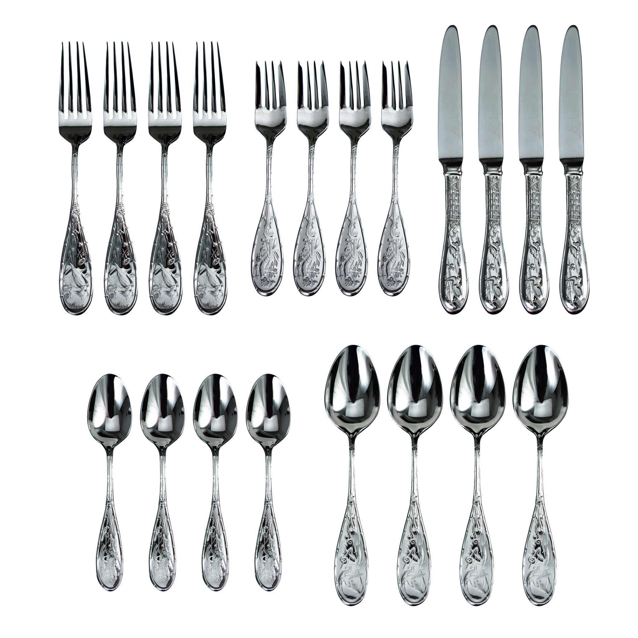 Japanese Bird Mirrored 18/10 Stainless Steel 20 Piece Flatware Set