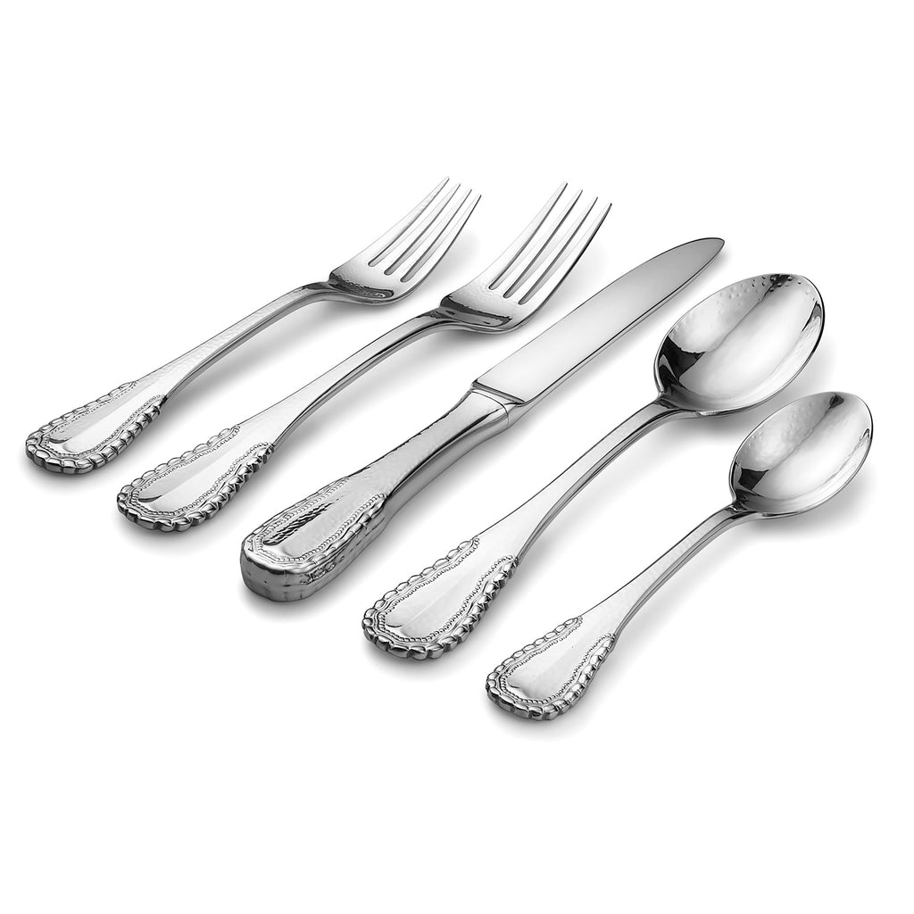 Merletto Mirrored 18/10 Stainless Steel 5 Piece Flatware Set, Service for 1 Ricci Argentieri 18/10 Stainless Steel, 5, 5 Piece Flatware Set, Merletto, MIRROR FINISH, Mirrored, Mirrored Flatware Set, Mirrored Stainless, Ricci Flatware, Ricci Flatware Pattern, Ricci Merletto, Silverware, Stainless, Stainless Steel, Stainless Steel Cutlery, Stainless Steel Flatware, Utensils