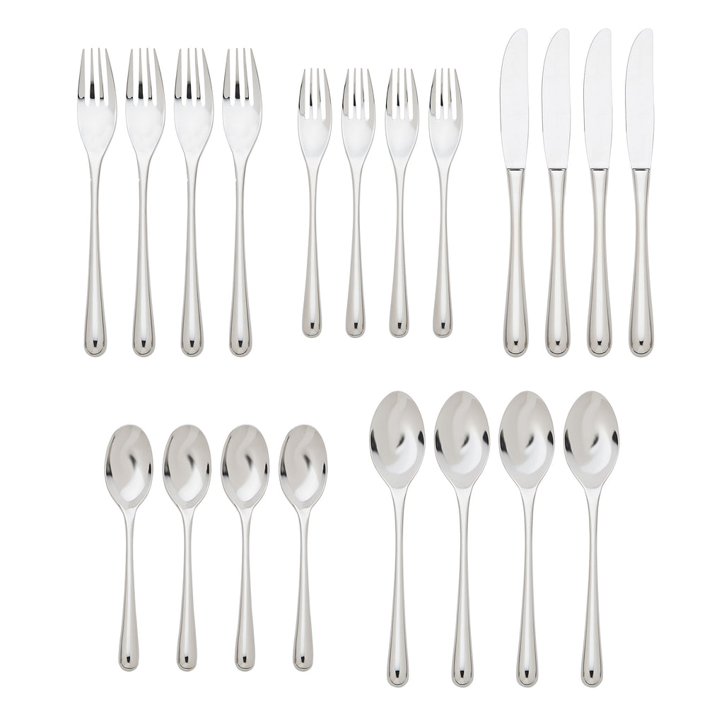 Pallone 18/10 Stainless Steel 20 Piece Flatware Set, Service For 4 Ricci Argentieri 18/10 Stainless Steel, 20 Piece Flatware Set, Mirrored, Mirrored Stainless, Pallone, Ricci Flatware, Ricci Flatware Pattern, Ricci Pallone, Silverware, Stainless, Stainless Steel, Stainless Steel Flatware, Utensils