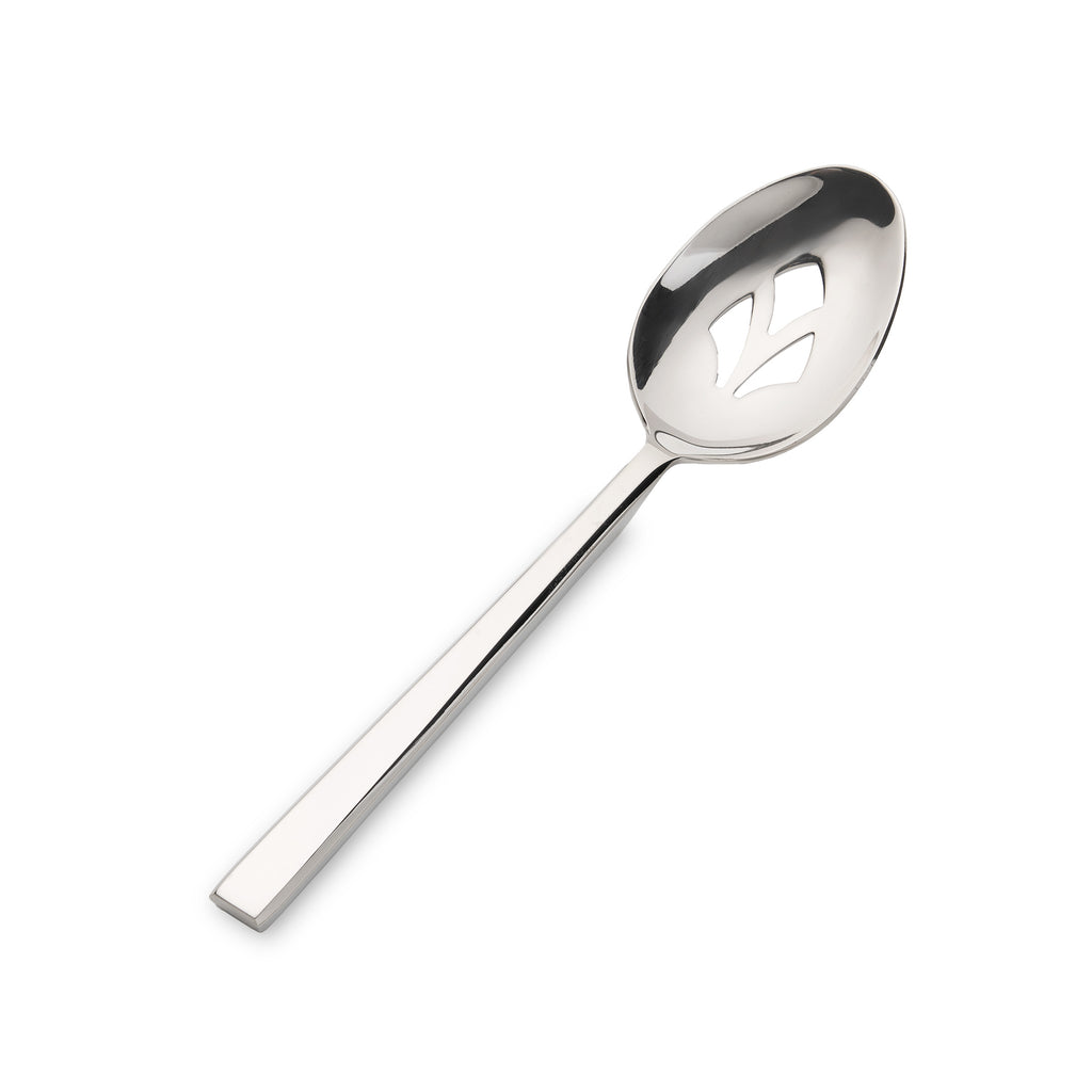 Hover Mirrored 18/10 Stainless Steel Slotted Spoon Ricci Argentieri 18/10 Stainless Steel, Hover, Mirrored, Mirrored Stainless, Open Stock, Ricci Flatware, Ricci Flatware Pattern, Ricci Hover, Serveware, Silverware, Stainless, Stainless Steel, Stainless Steel Flatware, Utensils