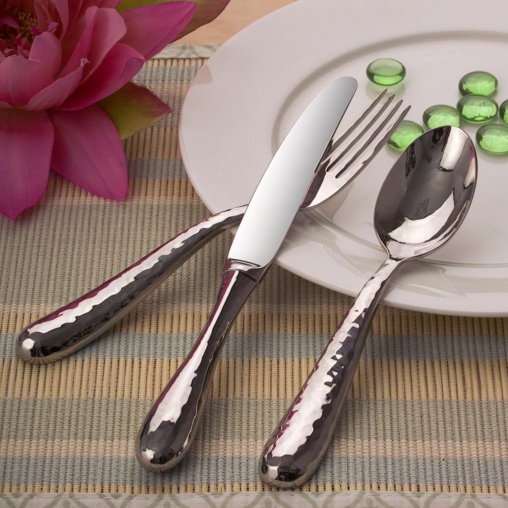 Florence Mirrored Hammered 18/10 Stainless Steel 5 Piece Flatware Set, Service for 1 Ricci Argentieri 18/10 Stainless Steel, 5 Piece Flatware Set, Flatware Set, Florence, Mirrored, Mirrored Flatware Set, Mirrored Stainless, Ricci Flatware, Ricci Florence, Ricci Impero, Service For 1, Stainless, Stainless Steel, Stainless Steel Cutlery, Stainless Steel Flatware