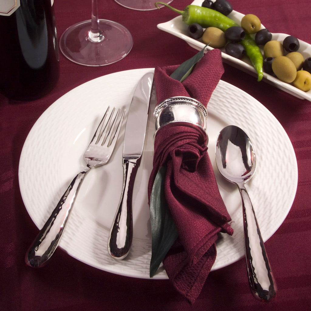 Florence Mirrored Hammered 18/10 Stainless Steel 5 Piece Flatware Set, Service for 1 Ricci Argentieri 18/10 Stainless Steel, 5 Piece Flatware Set, Flatware Set, Florence, Mirrored, Mirrored Flatware Set, Mirrored Stainless, Ricci Flatware, Ricci Florence, Ricci Impero, Service For 1, Stainless, Stainless Steel, Stainless Steel Cutlery, Stainless Steel Flatware