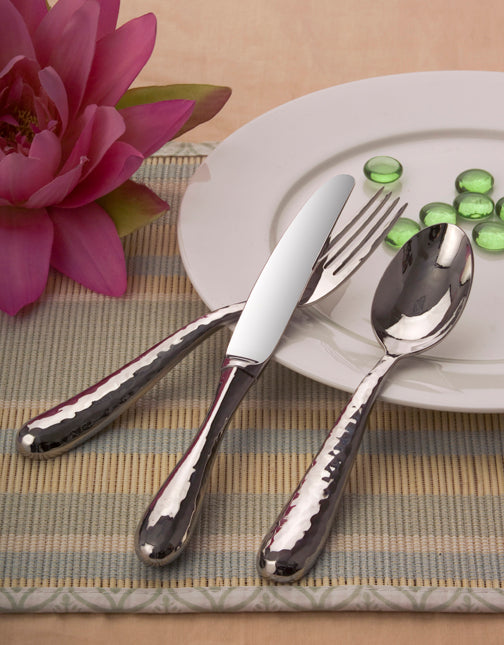 Florence Mirrored Hammered 18/10 Stainless Steel Salad Fork Ricci Argentieri 18/10 Stainless Steel, Hammered, Mirrored, Mirrored Stainless, Ricci Flatware, Ricci Flatware Pattern, Silverware, Stainless, Stainless Steel, Stainless Steel Flatware, Utensils