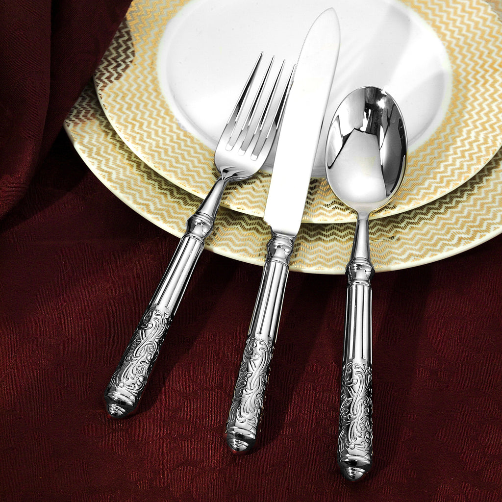 Amalfi Mirrored 18/10 Stainless Steel 5 Piece Flatware Set, Service for 1 Ricci Argentieri 18/10 Stainless Steel, 5 Piece Flatware Set, Amalfi, Mirrored, Mirrored Stainless, Ricci Amalfi, Ricci Flatware, Ricci Flatware Pattern, Silverware, Stainless, Stainless Steel, Stainless Steel Flatware, Utensils