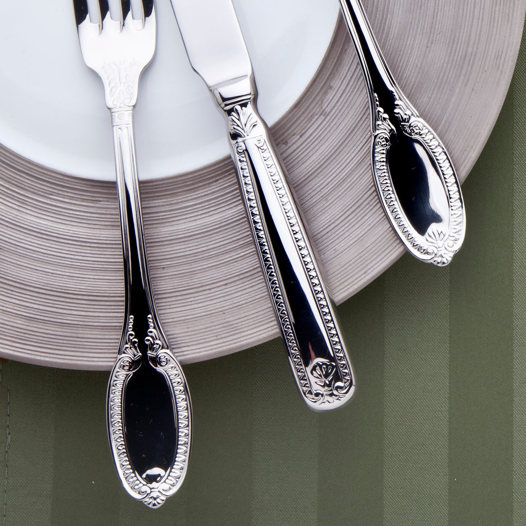 18/10 Imperia 45pc. Flatware Set Ricci Argentieri 18/10 Stainless Steel, 45, 45 Piece Flatware Set, Casa Multi-piece Collection, Flatware Set, Imperia, MIRROR FINISH, Mirrored, Mirrored Flatware Set, Mirrored Stainless, Ricci Flatware, Ricci Flatware Pattern, Service For 8, Silverware, Stainless, Stainless Steel, Stainless Steel Cutlery, Stainless Steel Flatware