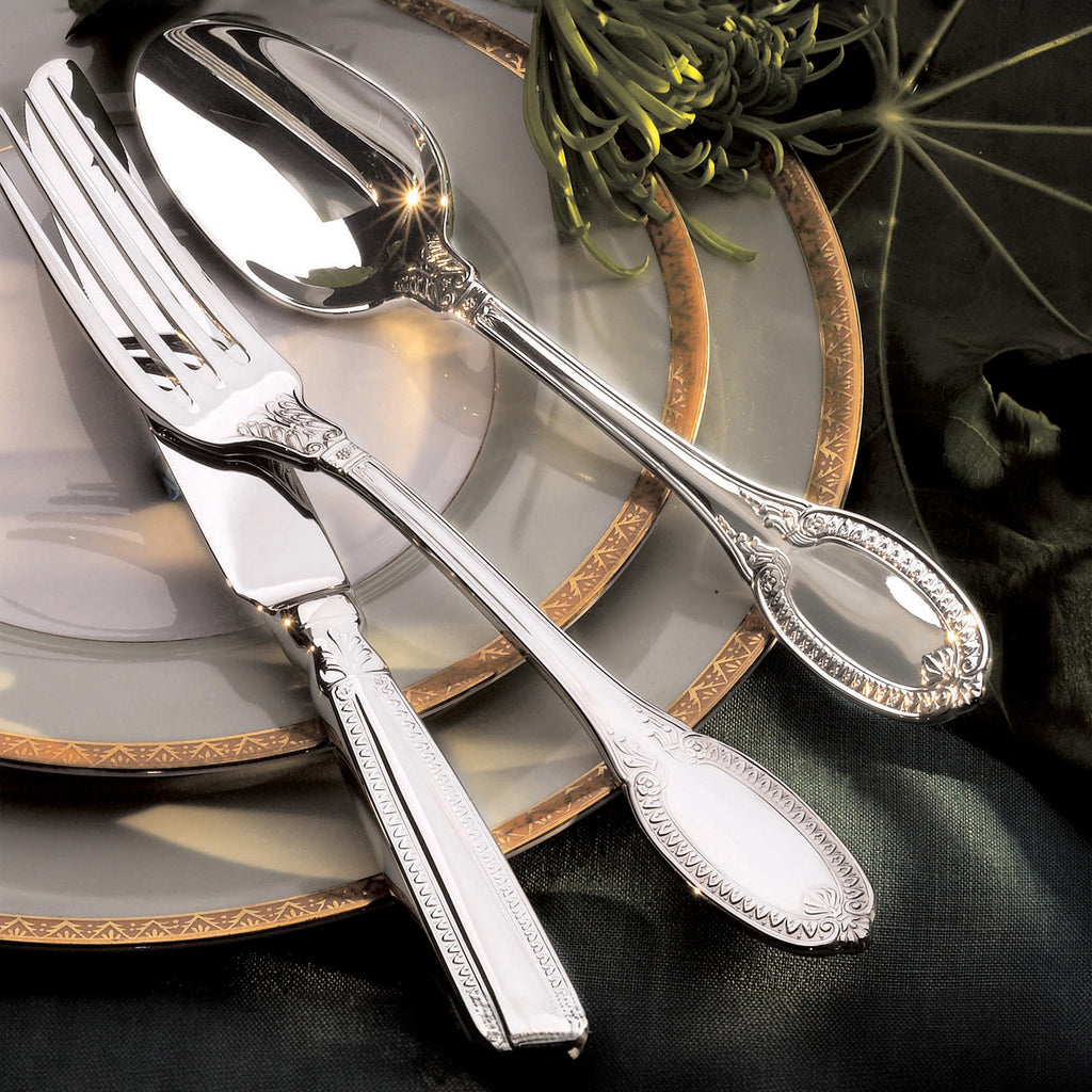 18/10 Imperia 45pc. Flatware Set Ricci Argentieri 18/10 Stainless Steel, 45, 45 Piece Flatware Set, Casa Multi-piece Collection, Flatware Set, Imperia, MIRROR FINISH, Mirrored, Mirrored Flatware Set, Mirrored Stainless, Ricci Flatware, Ricci Flatware Pattern, Service For 8, Silverware, Stainless, Stainless Steel, Stainless Steel Cutlery, Stainless Steel Flatware