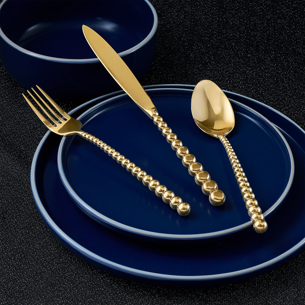 Rondure Mirrored Gold 18/10 Stainless Steel 20 Piece Flatware Set, Service For 4 Ricci Argentieri 18/10 Stainless Steel, Gold Flatware, Mirrored, Mirrored Stainless, Ricci Flatware, Ricci Flatware Pattern, Ricci Rondure, Rondure, Silverware, Stainless, Stainless Steel, Stainless Steel Flatware, Utensils