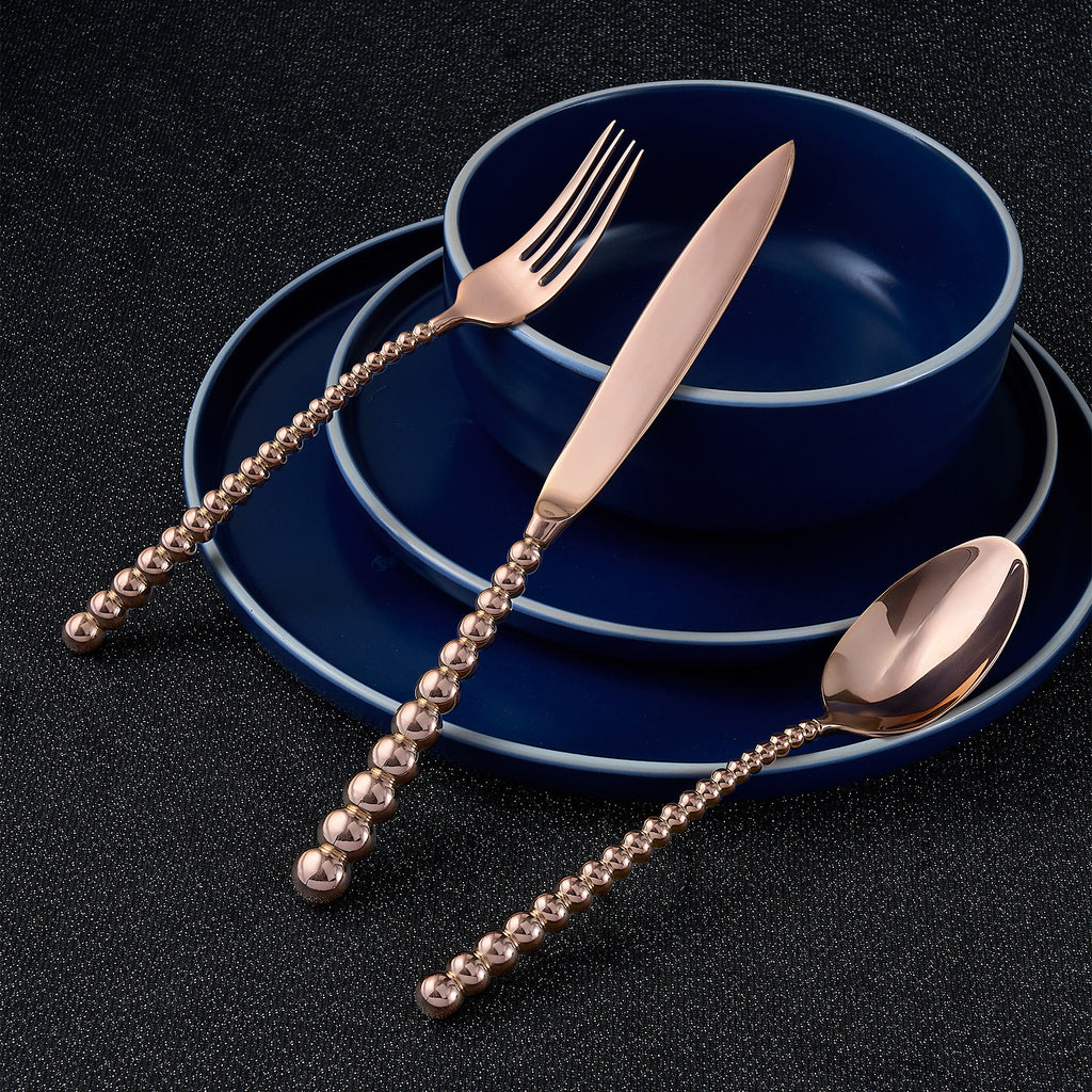 Rondure Mirrored Copper 18/10 Stainless Steel 20 Piece Flatware Set, Service For 4 Ricci Argentieri 18/10 Stainless Steel, Mirrored, Mirrored Stainless, Ricci Flatware, Ricci Flatware Pattern, Ricci Rondure, Rondure, Silverware, Stainless, Stainless Steel, Stainless Steel Flatware, Utensils