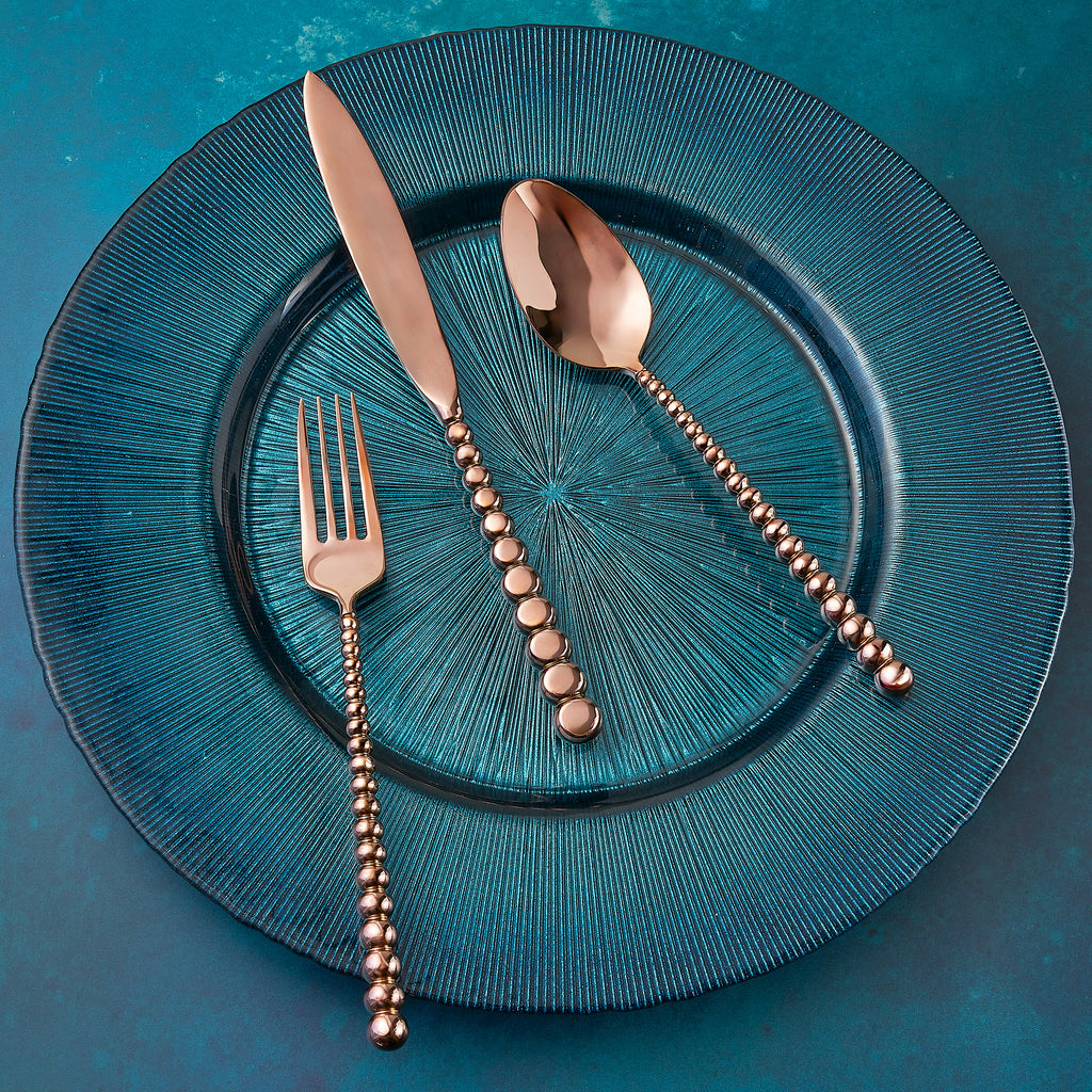 Rondure Mirrored Copper 18/10 Stainless Steel 20 Piece Flatware Set, Service For 4 Ricci Argentieri 18/10 Stainless Steel, Mirrored, Mirrored Stainless, Ricci Flatware, Ricci Flatware Pattern, Ricci Rondure, Rondure, Silverware, Stainless, Stainless Steel, Stainless Steel Flatware, Utensils