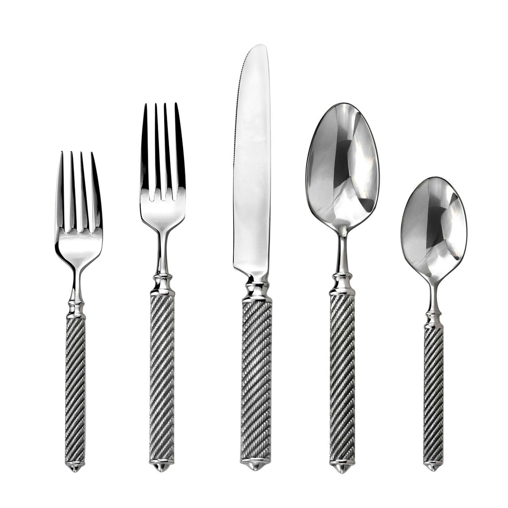 Torsade 18/10 Stainless Steel 20 Piece Flatware Set, Service for 4 Ricci Argentieri 18/10 Stainless Steel, 20, 20 Piece Flatware Set, Mirrored, Service For 4, Stainless, Stainless Steel, Torsade