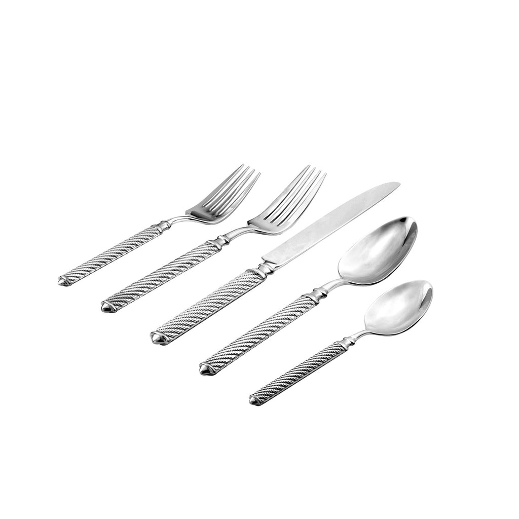 Torsade 18/10 Stainless Steel 20 Piece Flatware Set, Service for 4 Ricci Argentieri 18/10 Stainless Steel, 20, 20 Piece Flatware Set, Mirrored, Service For 4, Stainless, Stainless Steel, Torsade