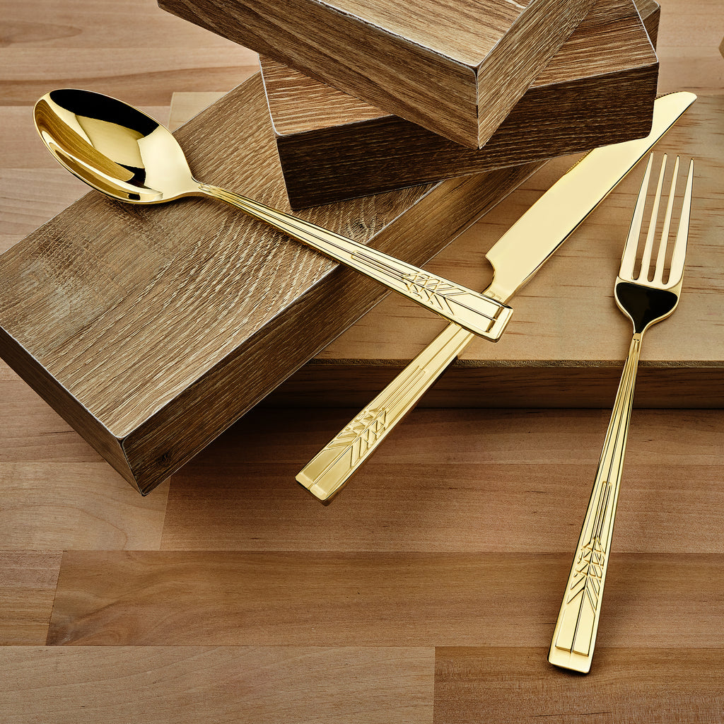 Frank Lloyd Wright Tree Of Life Mirrored Gold 18/10 Stainless Steel 20 Piece Flatware Set, Service for 4 Ricci Argentieri 18/10 Stainless Steel, 20 Piece Flatware Set, Frank Lloyd Wright, Gold Flatware, Mirrored, Mirrored Flatware Set, Mirrored Stainless, Ricci Flatware, Ricci Flatware Pattern, Ricci Frank Lloyd Wright, Silverware, Stainless, Stainless Steel, Stainless Steel Flatware, Tree Of Life, Utensils