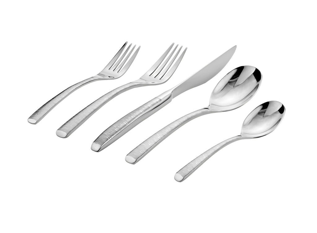 Birchwood 18/10 Stainless Steel 20 Piece Flatware Set, Service for 4 Ricci Argentieri 18/10 Stainless Steel, 20, 20 Piece Flatware Set, Birch, Birchwood, Mirrored, Service For 4, Stainless, Stainless Steel