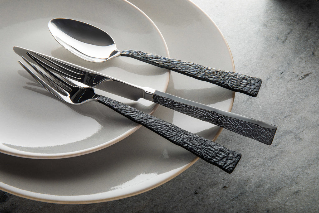Shale Black 18/10 Stainless Steel 20 Piece Flatware Set, Service for 4 Ricci Argentieri 18/10 Stainless Steel, 20, 20 Piece Flatware Set, Black, Mirrored, Service For 4, Shale, Stainless, Stainless Steel