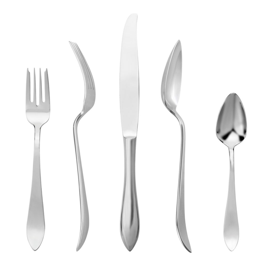 Contorno Mirrored 18/10 Stainless Steel 20 Piece Flatware Set, Service for 4 Ricci Argentieri 18/10 Stainless Steel, 20, 20 Piece Flatware Set, 20pc Service for Four, Contorno, Mirrored, Ricci Contorno, Ricci Flatware, Ricci Flatware Pattern, Silverware, Stainless, Stainless Steel, Utensils