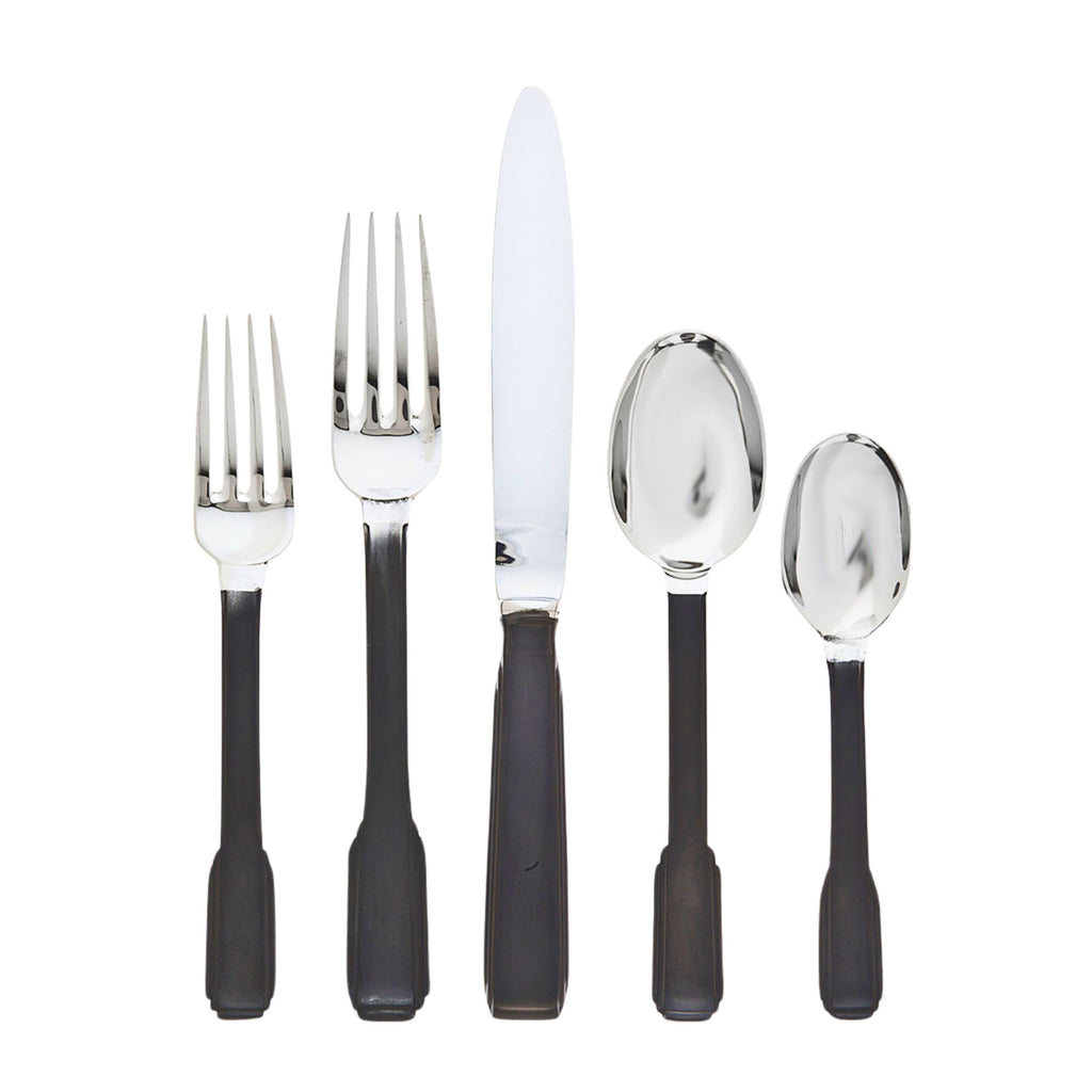 Art Deco Mirrored Accented Black 18/10 Stainless Steel 20 Piece Flatware Set, Service for 4 Ricci Argentieri 18/10 Stainless Steel, 20 Piece Flatware Set, Art Deco, Black, Flatware Set, Mirrored, Mirrored Flatware Set, Mirrored Stainless, Ricci Art Deco, Ricci Flatware, Ricci Flatware Pattern, Silverware, Stainless, Stainless Steel, Stainless Steel Cutlery, Stainless Steel Flatware, Utensils