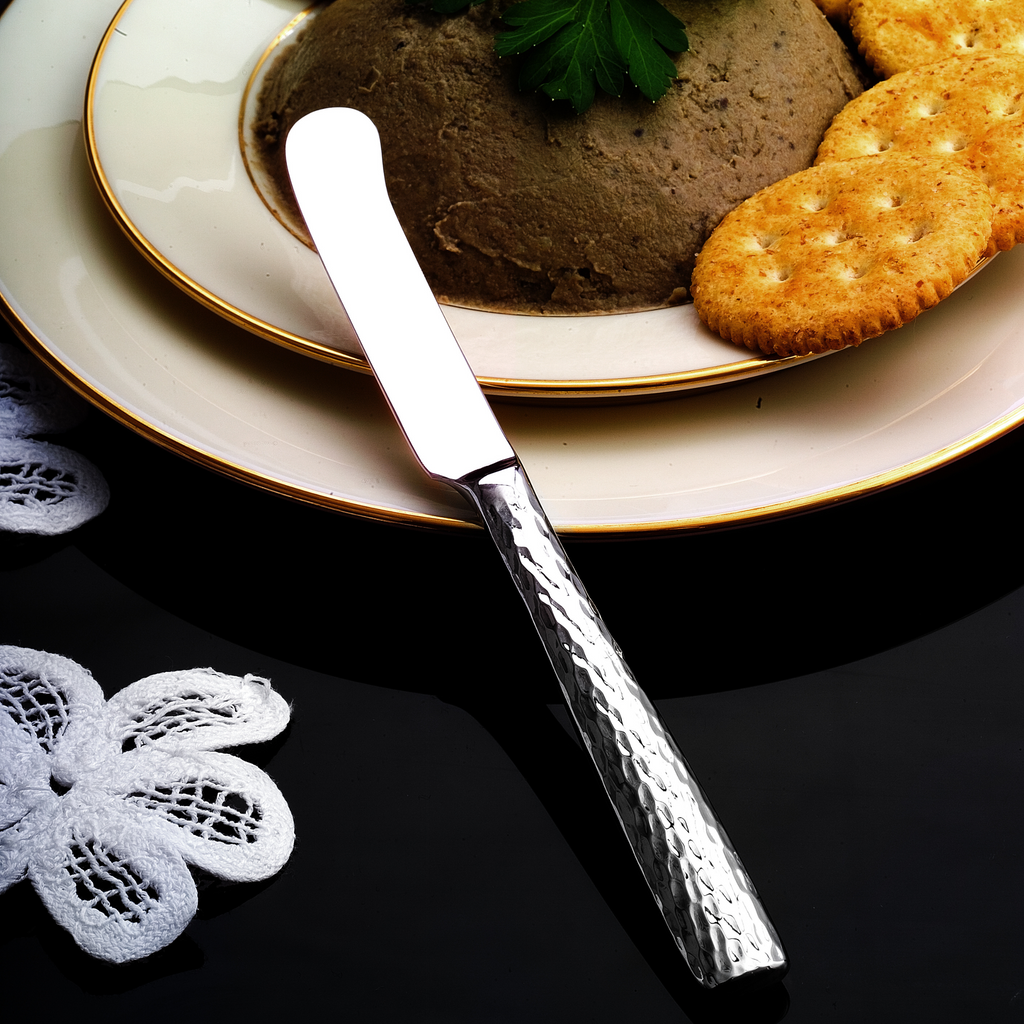 Anvil Mirrored 18/10 Stainless Steel Pate Knife, Set of 6 Ricci Argentieri 18/10 Stainless Steel, Knife, MIRROR FINISH, Mirrored, Mirrored Stainless, Pate Knife, Ricci Flatware, Ricci Flatware Pattern, Serveware, Silverware, Stainless, Stainless Steel, Stainless Steel Cutlery, Stainless Steel Flatware, Utensils
