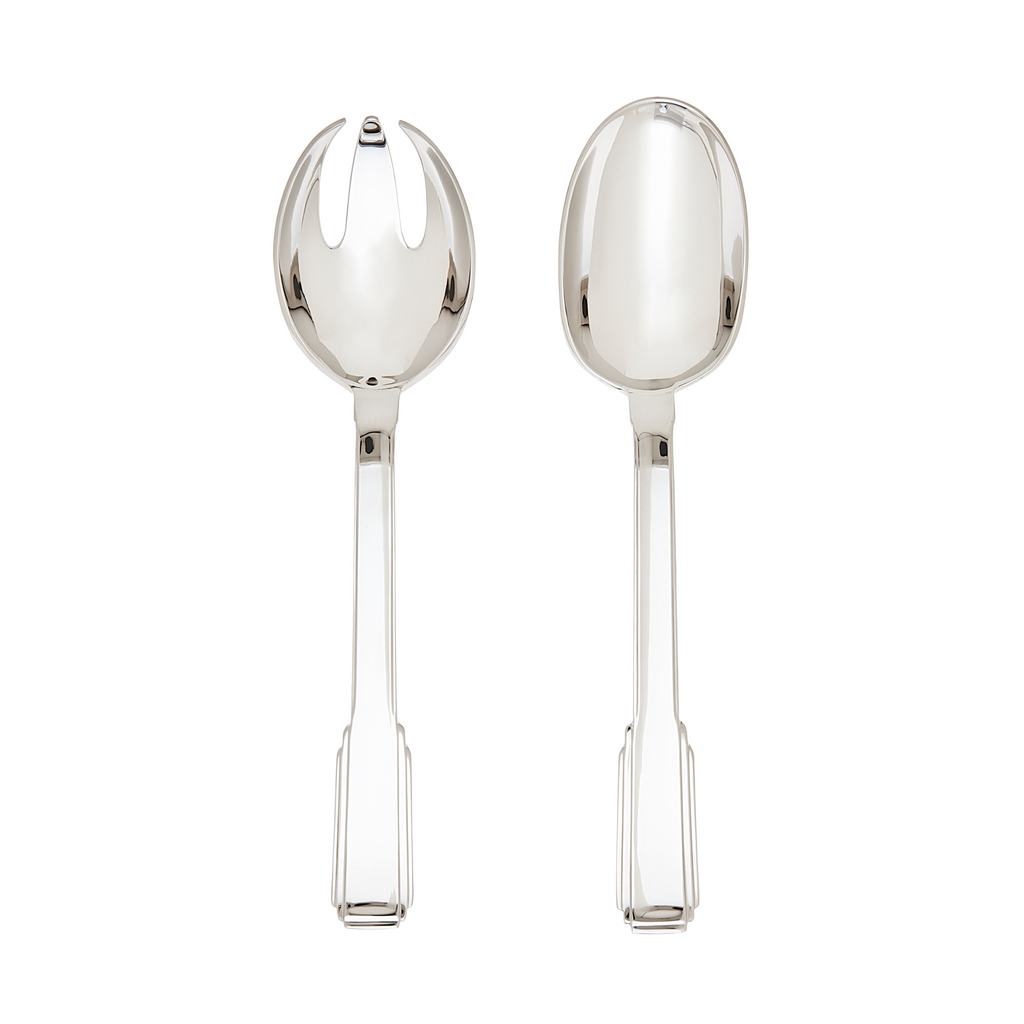 Art Deco Mirrored 18/10 Stainless Steel 2 Piece Salad Serving Set Ricci Argentieri 18/10 Stainless Steel, Art Deco, Mirrored, Mirrored Flatware Set, Mirrored Stainless, Ricci Art Deco, Salad Server, Salad Server Set, Stainless, Stainless Steel, Stainless Steel Flatware