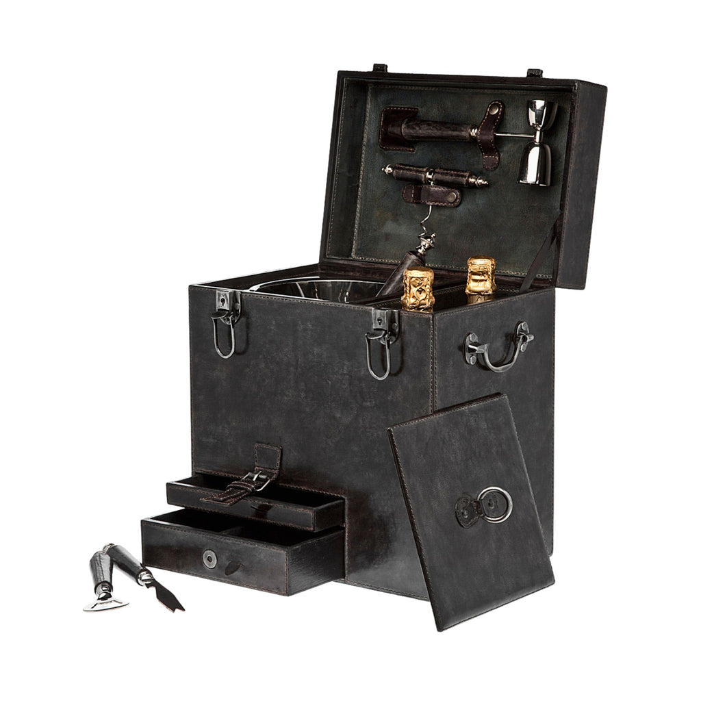 Leather Travel Bar 5 Piece Set Ricci Argentieri 