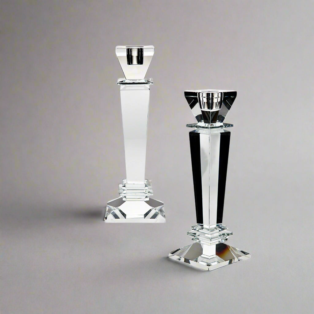 Classic Euro Crystal Tapered Candle Holder Set Ricci Argentieri 24% Lead Crystal, Candle Holder, Candle Holders, Classic Euro, Ricci Classic Euro, Tapered Candle Holder, Tapered Candle Holder Set