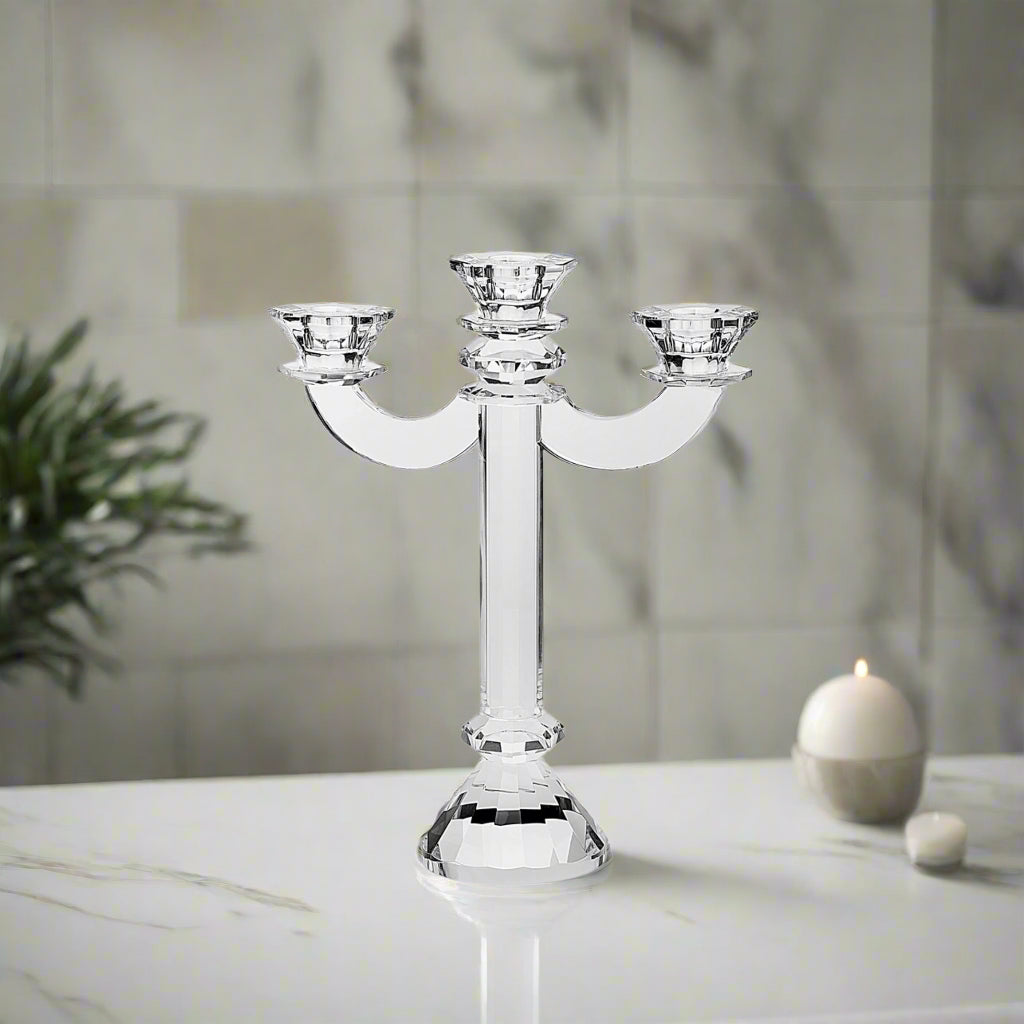 Traditional 3-lite Crystal Candelabra Ricci Argentieri 24% Lead Crystal, Candle Holder, Candle Holders, Ricci Traditional, Tapered Candle Holder, Tapered Candle Holder Set, Traditional