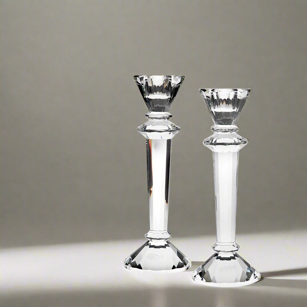 Classic Round Crystal Tapered Candle Holder Set Ricci Argentieri 24% Lead Crystal, Candle Holder, Candle Holders, Classic Round, Ricci Classic Round, Tapered Candle Holder, Tapered Candle Holder Set