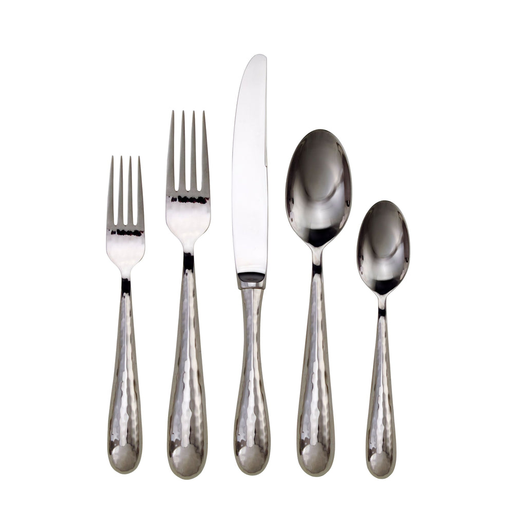 Florence Mirrored Hammered 18/10 Stainless Steel 5 Piece Flatware Set, Service for 1 Ricci Argentieri 18/10 Stainless Steel, 5 Piece Flatware Set, Flatware Set, Florence, Mirrored, Mirrored Flatware Set, Mirrored Stainless, Ricci Flatware, Ricci Florence, Ricci Impero, Service For 1, Stainless, Stainless Steel, Stainless Steel Cutlery, Stainless Steel Flatware