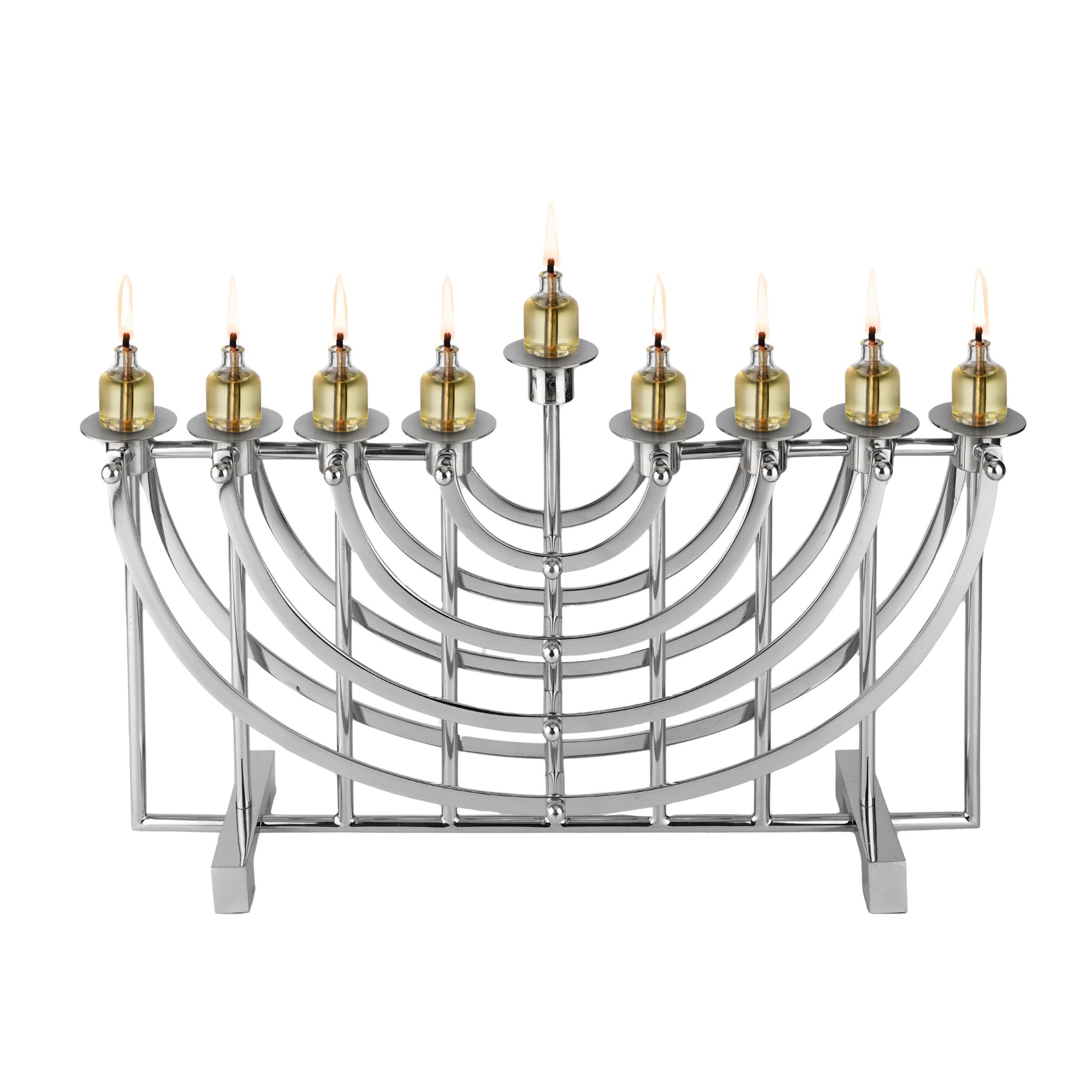 Hanoukkia Ménorah Judaïque – Chandelier Métal Argenté – Design Moderne Décoratif