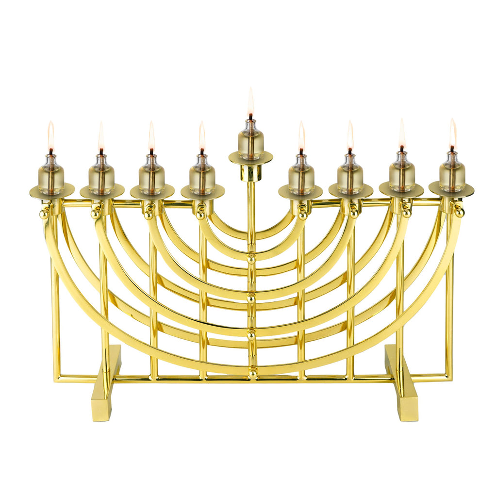 Suspension Gold Stainless Steel Menorah Ricci Argentieri Gold, Judaica, Menorah, Mirrored Stainless, Ricci Suspension, Stainless, Stainless Steel, Suspension, Suspension Menorah