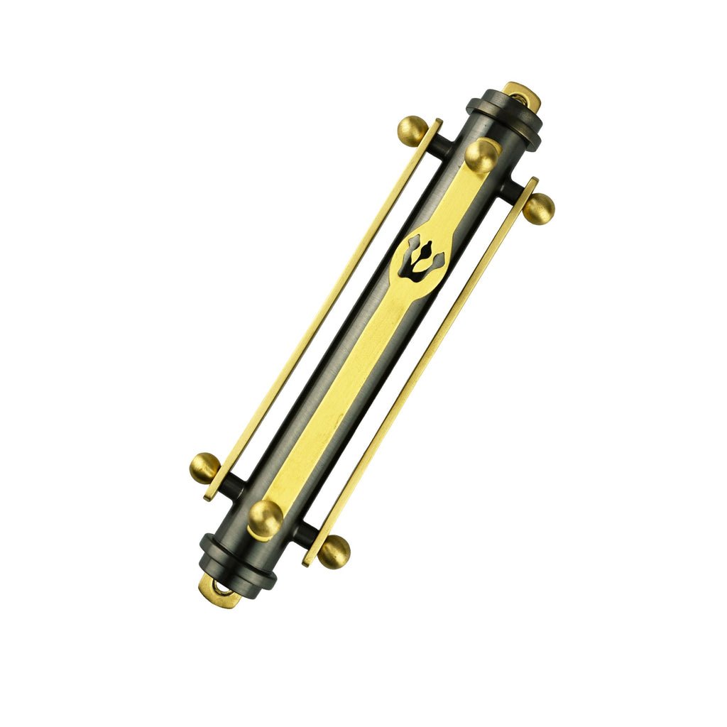 Suspension Black & Gold Stainless Steel Mezuzah Ricci Argentieri 18/10 Stainless Steel, Black, Gold, Judaica, Mezuzah, Ricci Suspension, Stainless, Stainless Steel, Suspension, Suspension Mezuzah