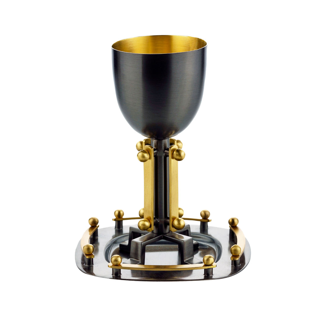 Suspension Black & Gold Stainless Steel Kiddush Cup Set Ricci Argentieri 18/10 Stainless Steel, Black, Gold, Ricci Suspension, Stainless, Stainless Steel, Suspension, Suspension Kiddush Cup