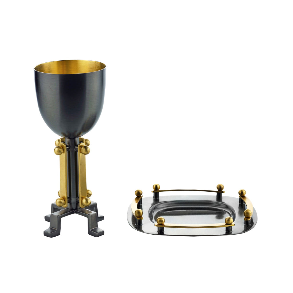 Suspension Black & Gold Stainless Steel Kiddush Cup Set Ricci Argentieri 18/10 Stainless Steel, Black, Gold, Ricci Suspension, Stainless, Stainless Steel, Suspension, Suspension Kiddush Cup