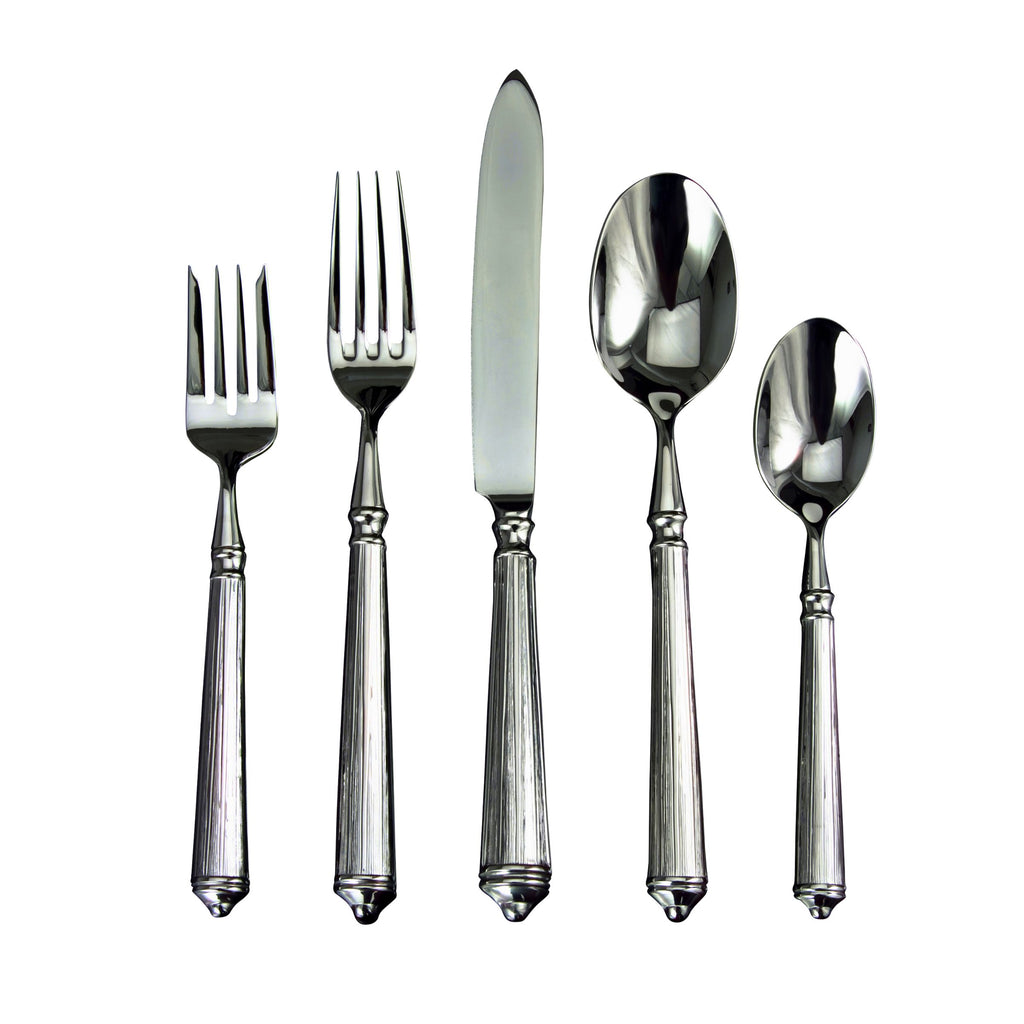 Rialto Mirrored 18/10 Stainless Steel 5 Piece Flatware Set, Service for 1 Ricci Argentieri 18/10 Stainless Steel, Mirrored, Mirrored Stainless, Rialto, Ricci Flatware, Ricci Flatware Pattern, Ricci Rialto, Silverware, Stainless, Stainless Steel, Stainless Steel Flatware, Utensils