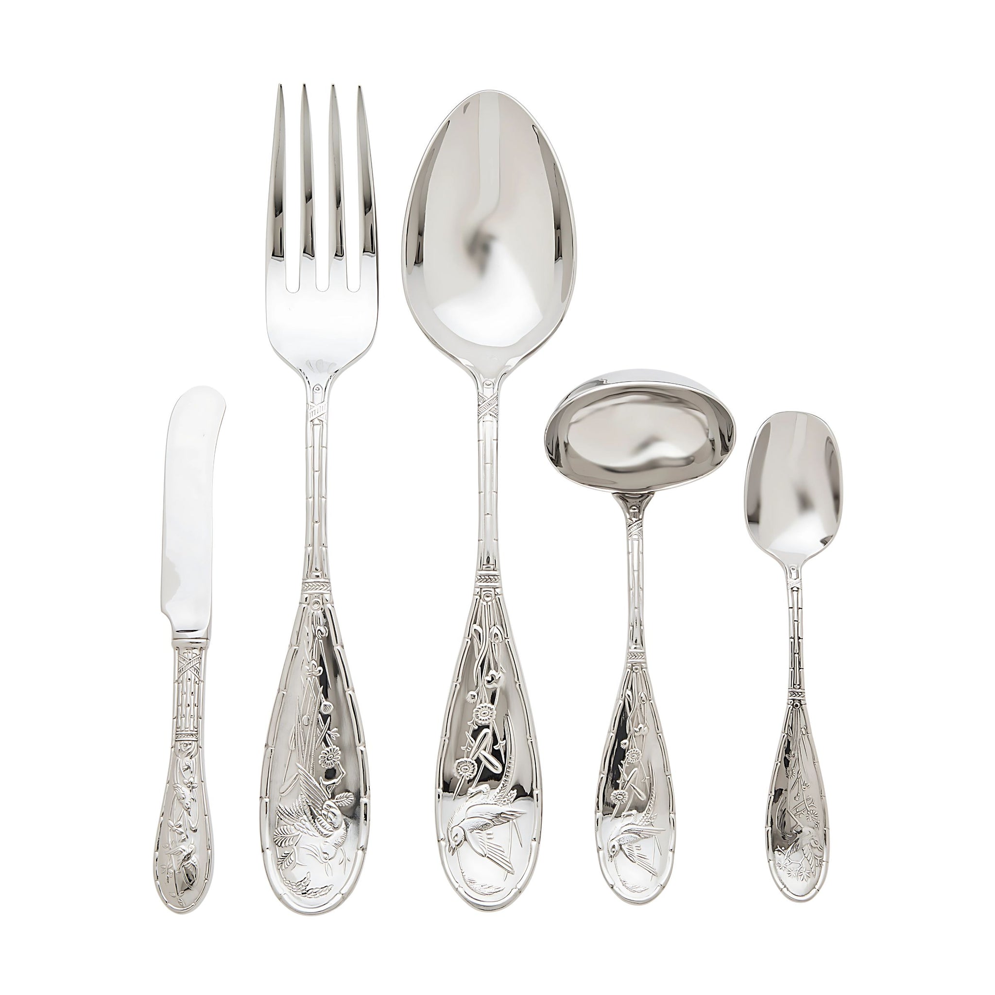 Japanese Bird Mirrored 18/10 Stainless Steel 5 Piece Hostess Set