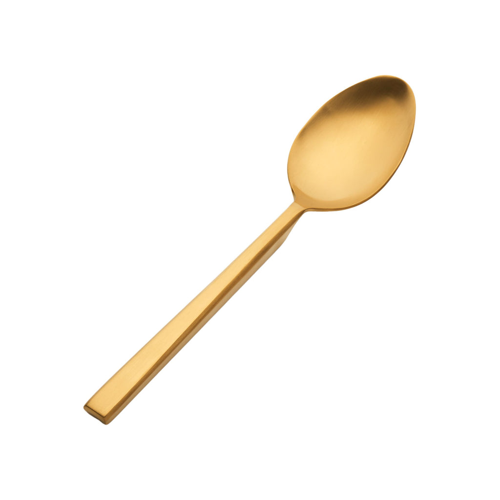 Hover Matte Gold 18/10 Stainless Steel Serving Spoon Ricci Argentieri 18/10 Stainless Steel, Gold, Gold Flatware, Hover, Matte, Open Stock, Ricci Flatware, Ricci Flatware Pattern, Ricci Hover, Silverware, Stainless, Stainless Steel, Stainless Steel Flatware, Utensils