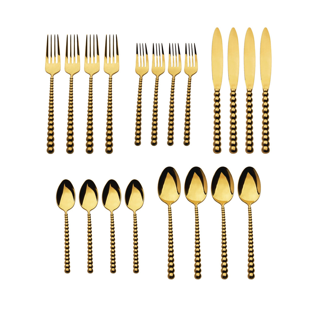 Rondure Mirrored Gold 18/10 Stainless Steel 20 Piece Flatware Set, Service For 4 Ricci Argentieri 18/10 Stainless Steel, Gold Flatware, Mirrored, Mirrored Stainless, Ricci Flatware, Ricci Flatware Pattern, Ricci Rondure, Rondure, Silverware, Stainless, Stainless Steel, Stainless Steel Flatware, Utensils