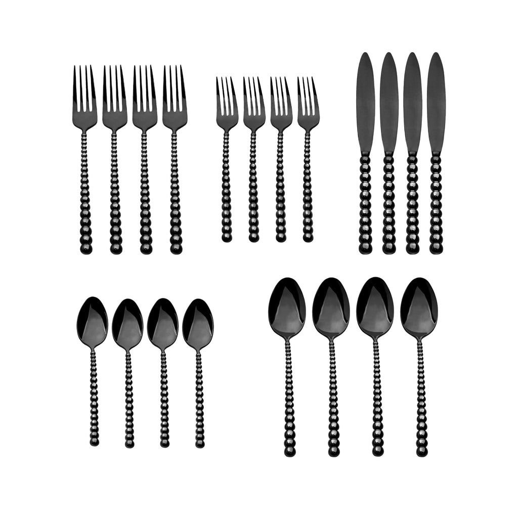 Rondure Mirrored Black 18/10 Stainless Steel 20 Piece Flatware Set, Service For 4 Ricci Argentieri 18/10 Stainless Steel, Mirrored, Mirrored Stainless, Ricci Flatware, Ricci Flatware Pattern, Ricci Rondure, Rondure, Silverware, Stainless, Stainless Steel, Stainless Steel Flatware, Utensils