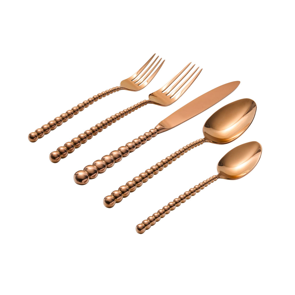 Rondure Mirrored Copper 18/10 Stainless Steel 20 Piece Flatware Set, Service For 4 Ricci Argentieri 18/10 Stainless Steel, Mirrored, Mirrored Stainless, Ricci Flatware, Ricci Flatware Pattern, Ricci Rondure, Rondure, Silverware, Stainless, Stainless Steel, Stainless Steel Flatware, Utensils