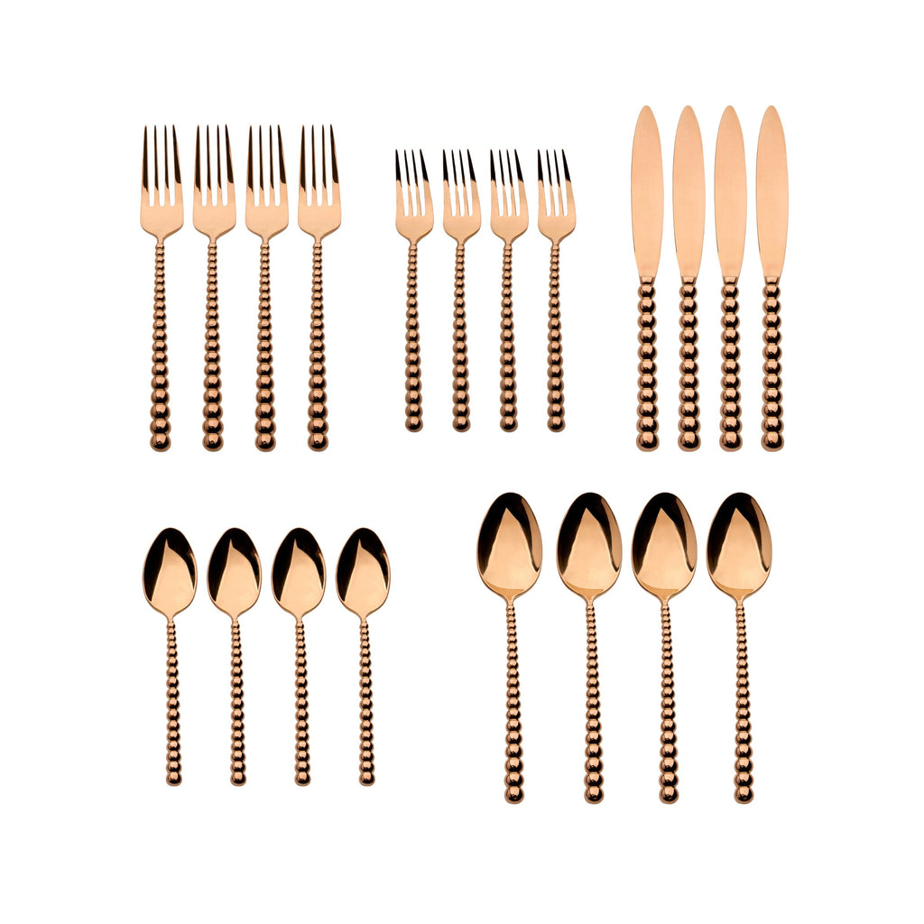 Rondure Mirrored Copper 18/10 Stainless Steel 20 Piece Flatware Set, Service For 4 Ricci Argentieri 18/10 Stainless Steel, Mirrored, Mirrored Stainless, Ricci Flatware, Ricci Flatware Pattern, Ricci Rondure, Rondure, Silverware, Stainless, Stainless Steel, Stainless Steel Flatware, Utensils