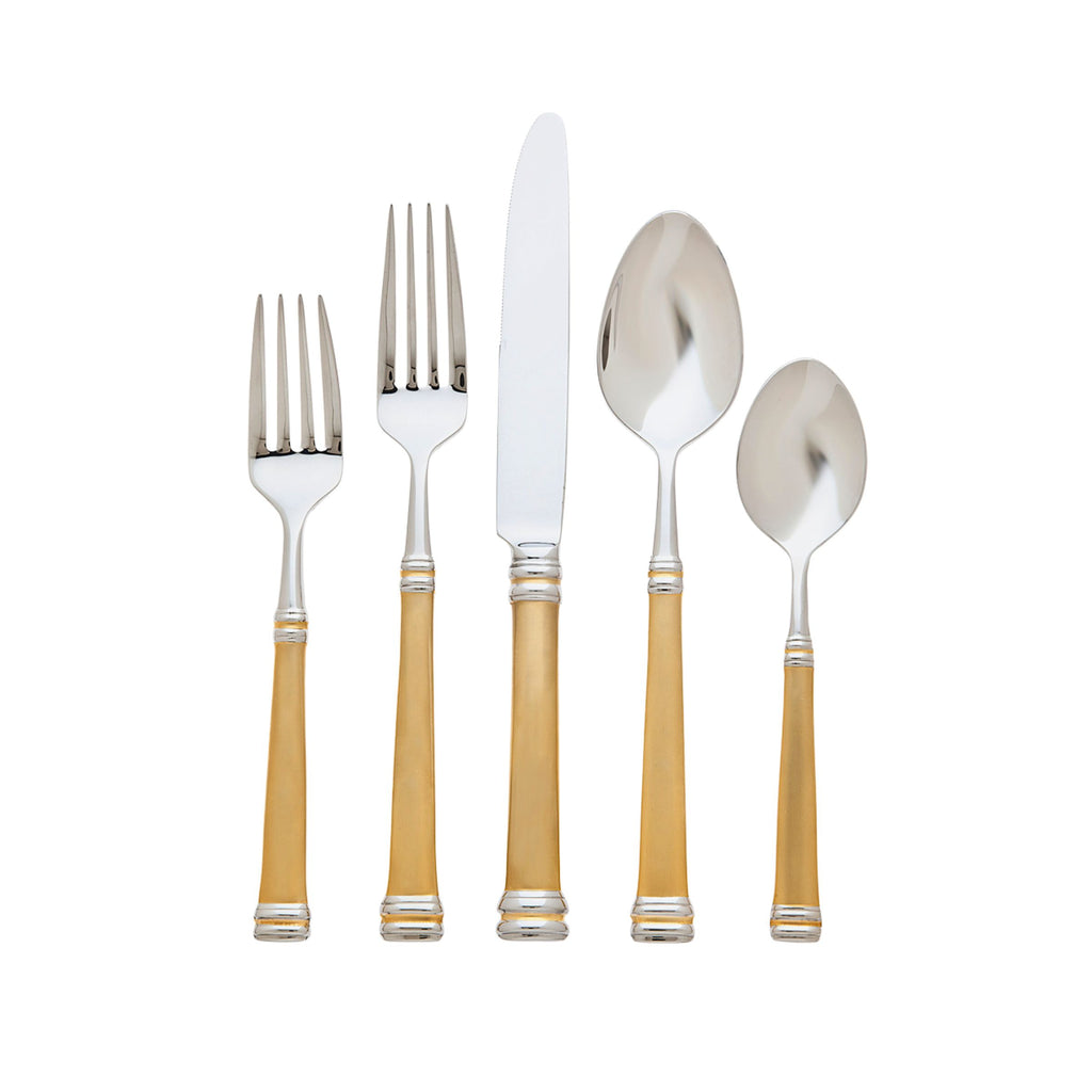 Royal Bramasole Mirrored Accented Gold 18/10 Stainless Steel 40 Piece Flatware Set, Service for 8 Ricci Argentieri 18/10 Stainless Steel, Gold, Gold Flatware, Mirrored, Mirrored Stainless, Ricci Flatware, Ricci Flatware Pattern, Ricci Royal Bramasole, Royal Bramasole, Silverware, Stainless, Stainless Steel, Utensils