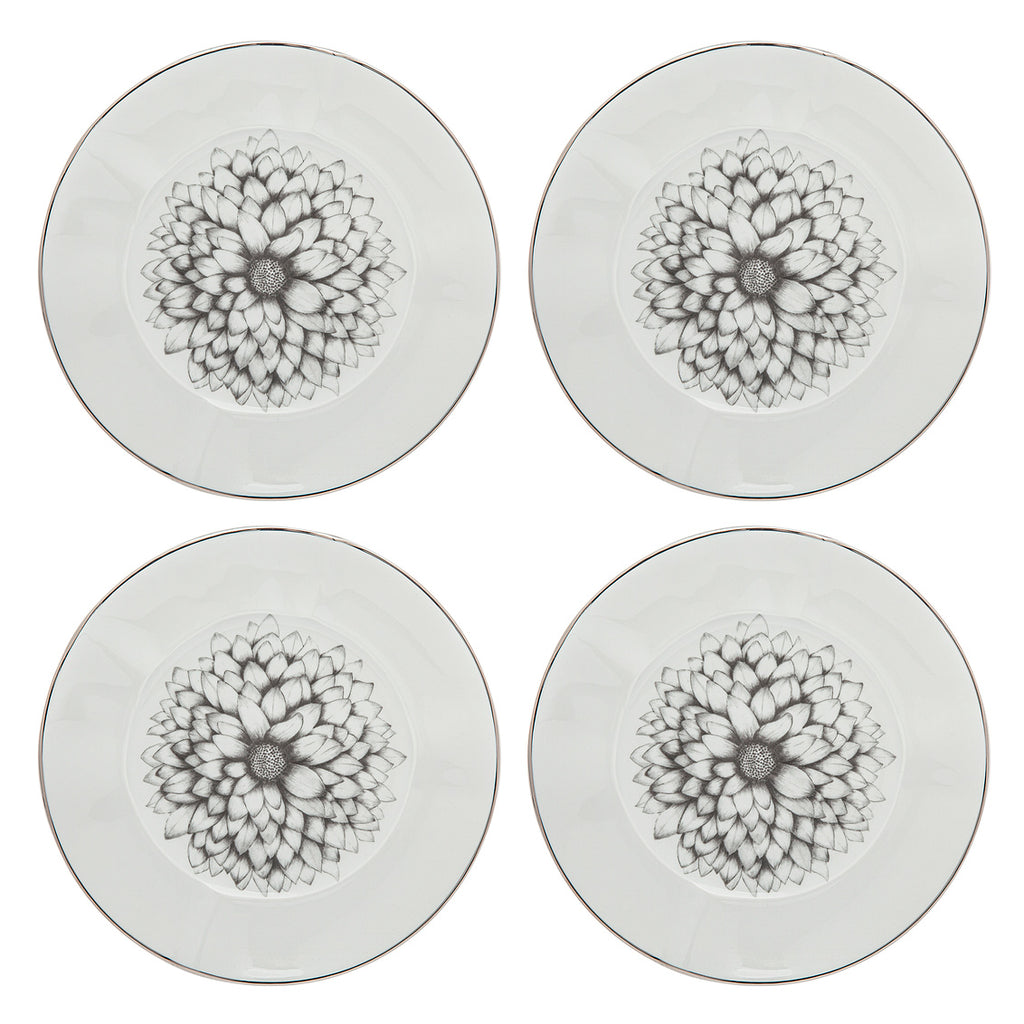 Dahlia Porcelain Salad Plate, Set of 4 Ricci Argentieri Dahlia, Floral, Flower, Porcelain, Ricci Dahlia